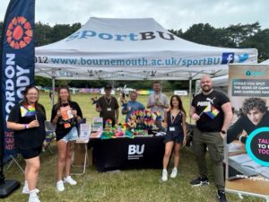 The teams from Gordon Moody, Bournemouth University, and YGAM at Bournemouth Pride 2023.