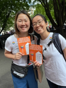 Pride in London 2023 attendees with our LGBTQ+ leaflet.