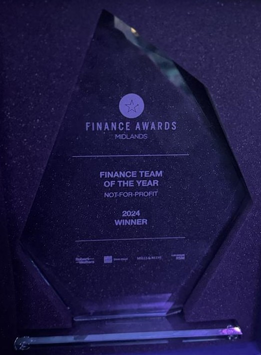 Finance Team of the Year (Not for Profit) Award from Midlands Finance Awards 2024